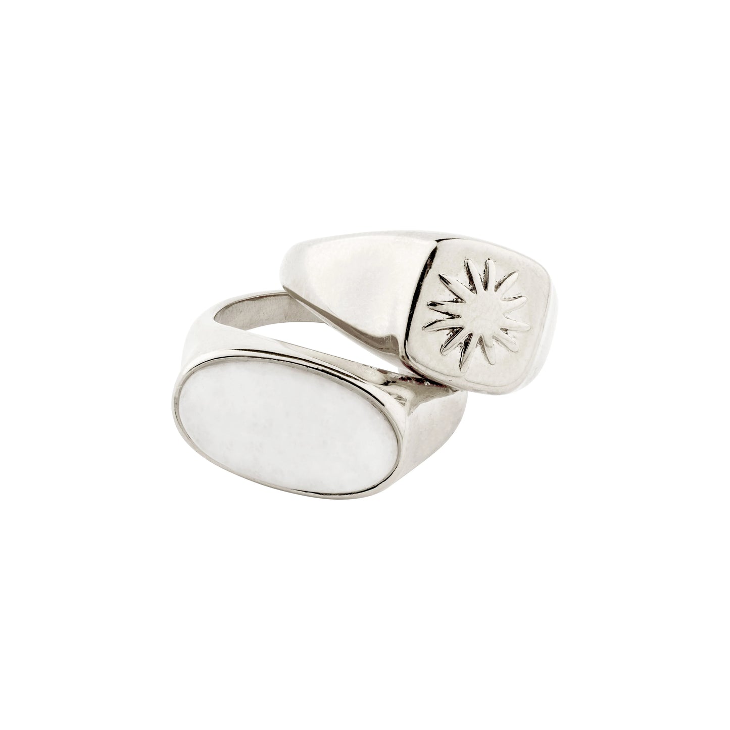 Ensemble de bagues PRISM 2 en 1, plaqué argent