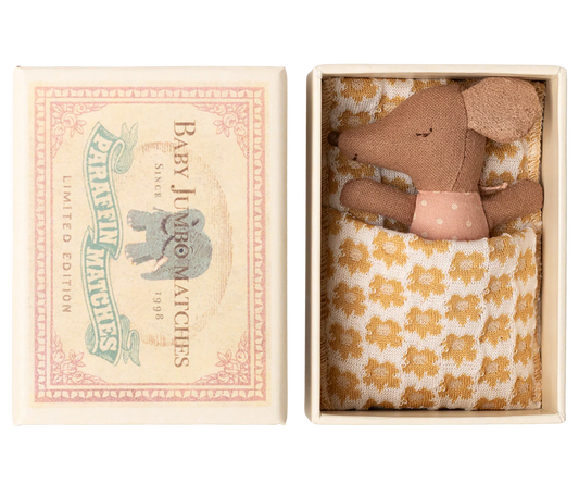 Sleepy wakey baby mouse in matchbox rose- Maileg