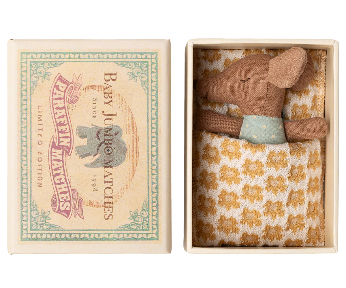 Sleepy wakey baby mouse in matchbox blue - Maileg