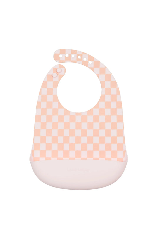 Bavette en silicone rose quadrillée - loulou lollipop