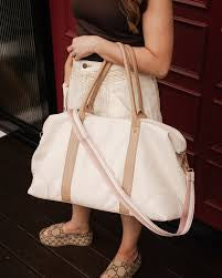 Alexis stripe weekender travel bag vanilla - Louenhide