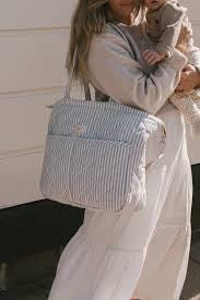 Sac à couche rayé bleu - Dans le sac