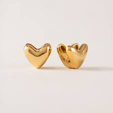 Heart puff hoop earrings gold - Lover’s tempo