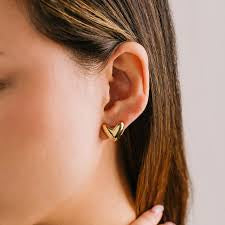 Heart puff hoop earrings gold - Lover’s tempo