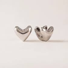 Heart puff hoop earrings silver - Lover’s tempo