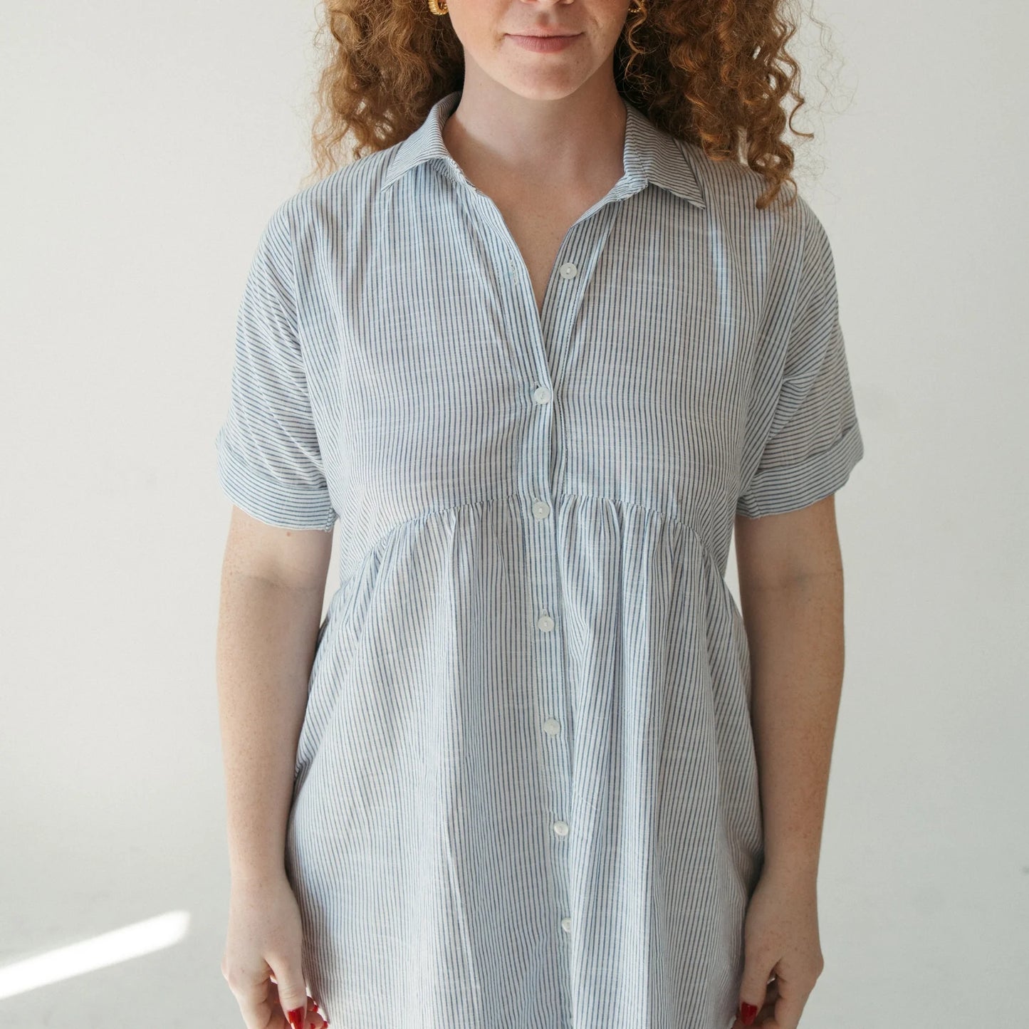 Collared botton shirt dress navy