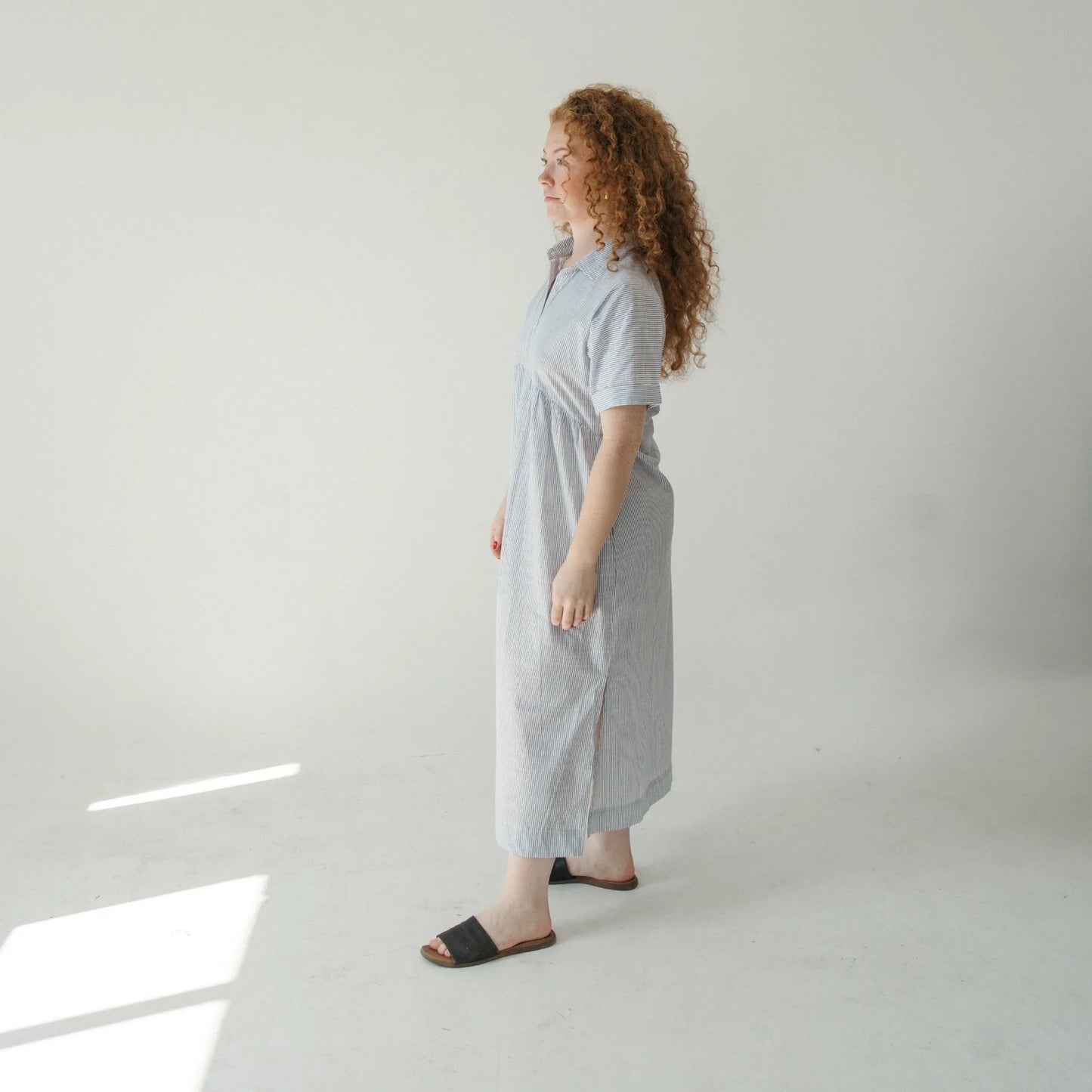 Collared botton shirt dress navy