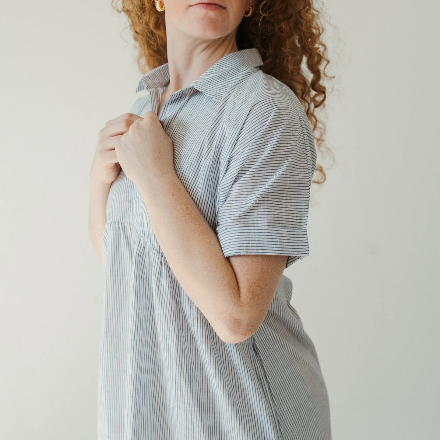 Collared botton shirt dress navy