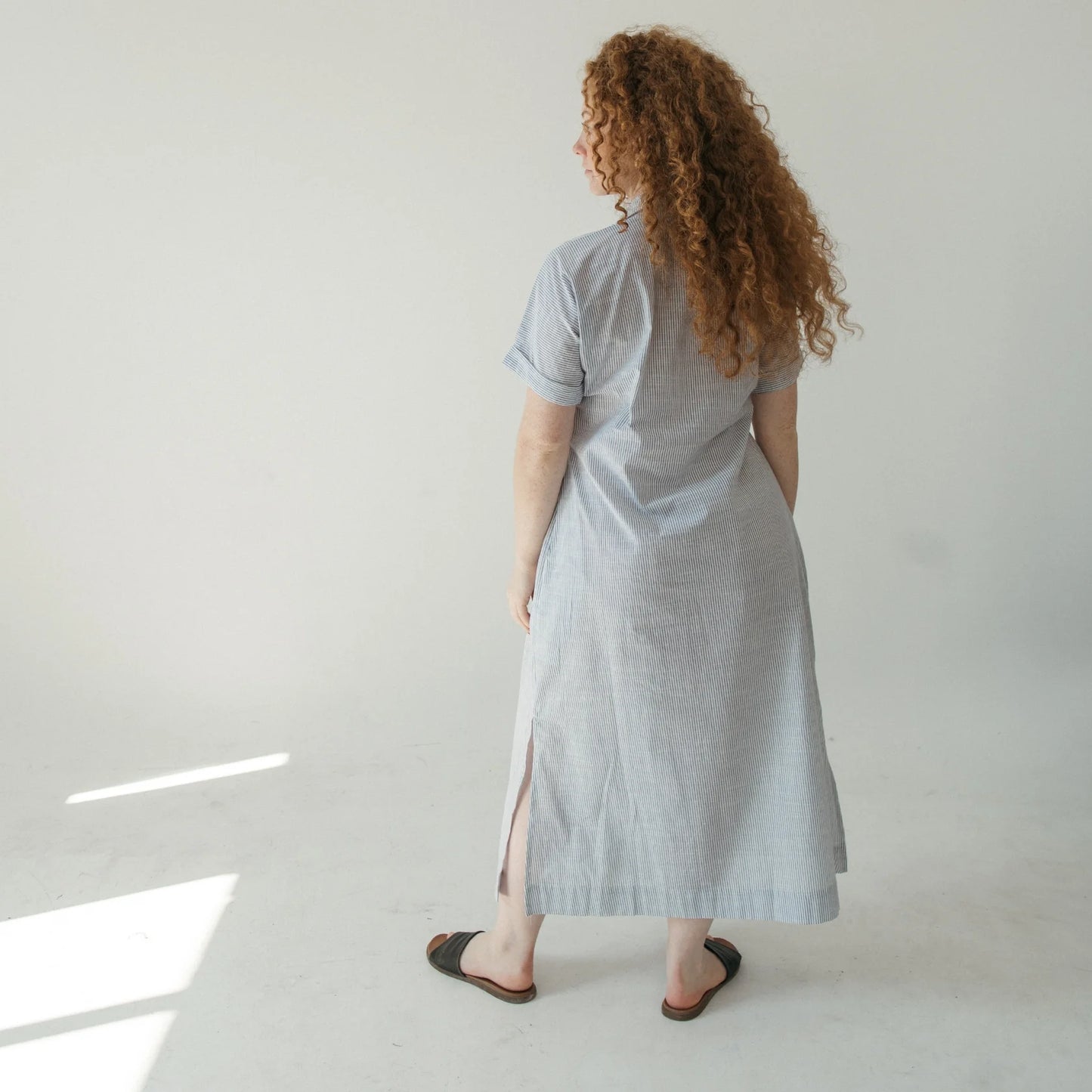 Collared botton shirt dress navy