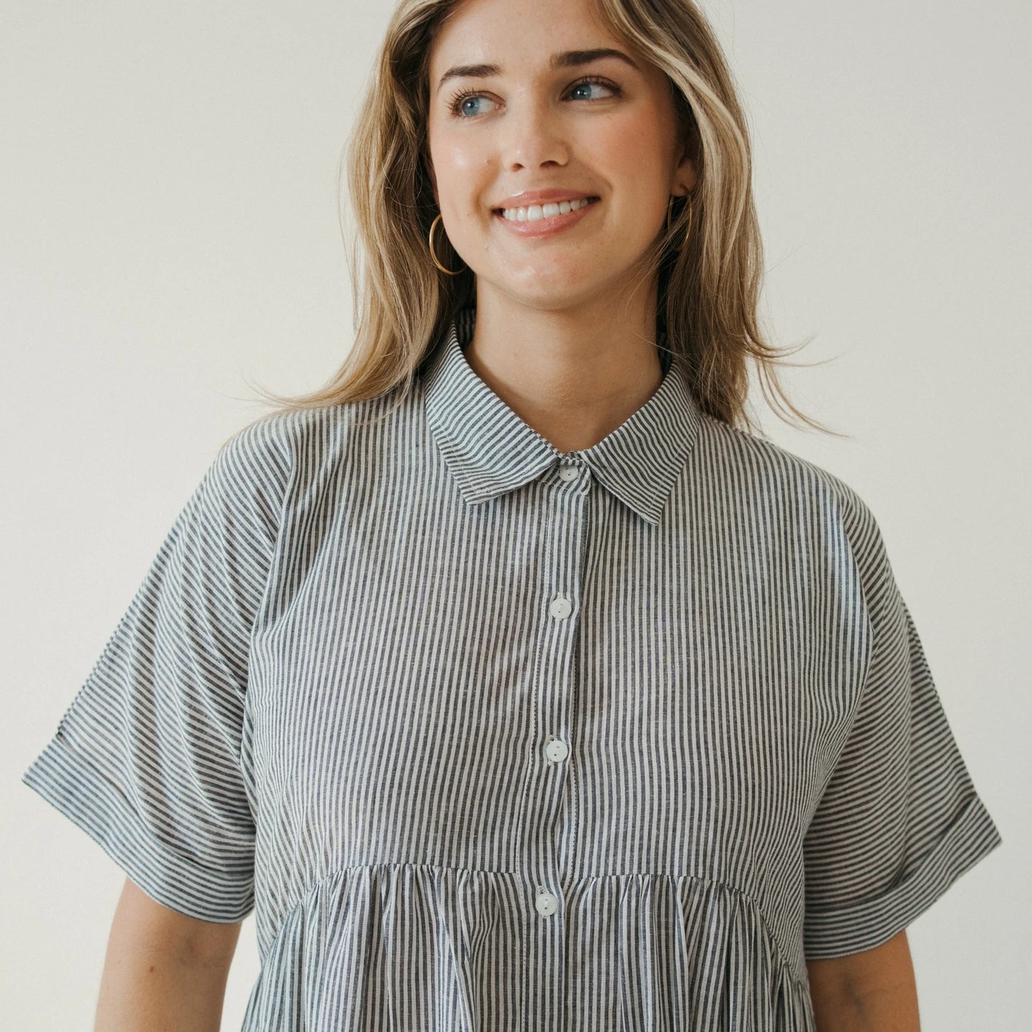Collared botton shirt dress charcoal
