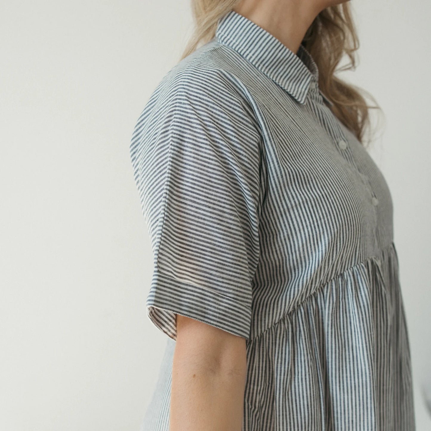 Collared botton shirt dress charcoal