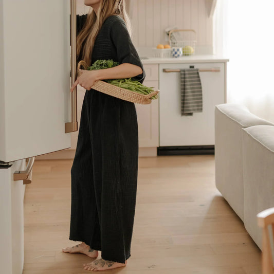 Crinkle palazzo pants one-sized black
