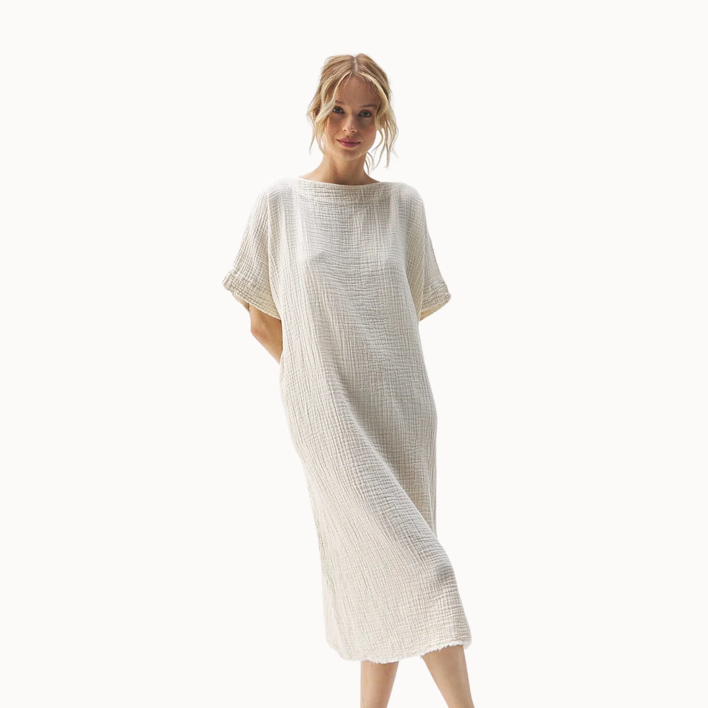 Crinkle balloon dress cream