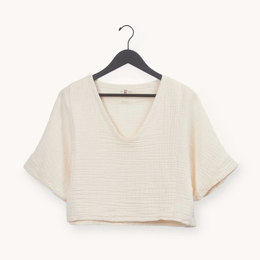 Crinkle crop top one-sized cream
