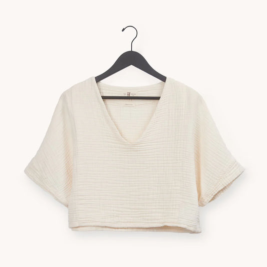 Crinkle crop top one-sized cream