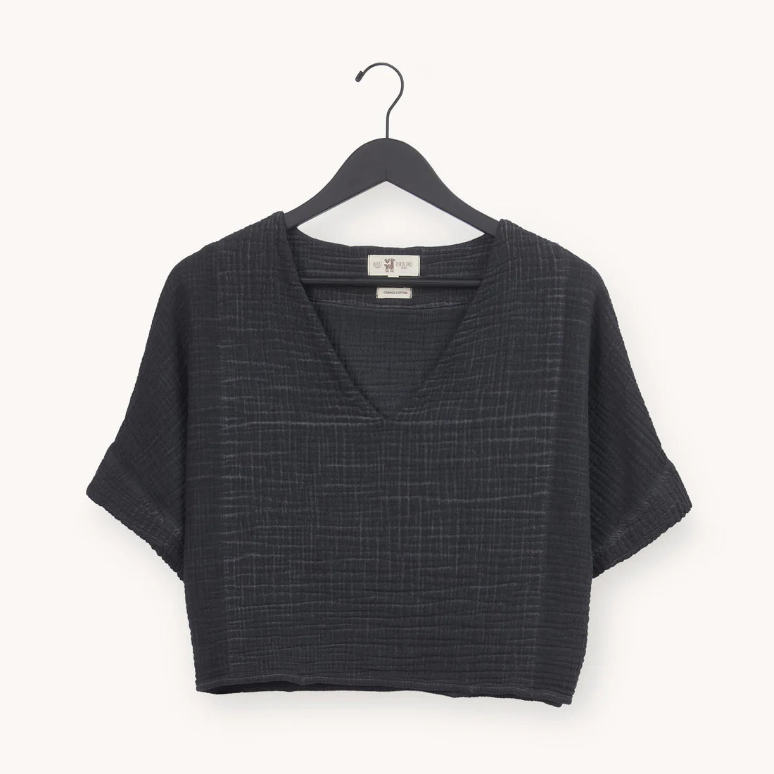 Crinkle crop top one-sized noir