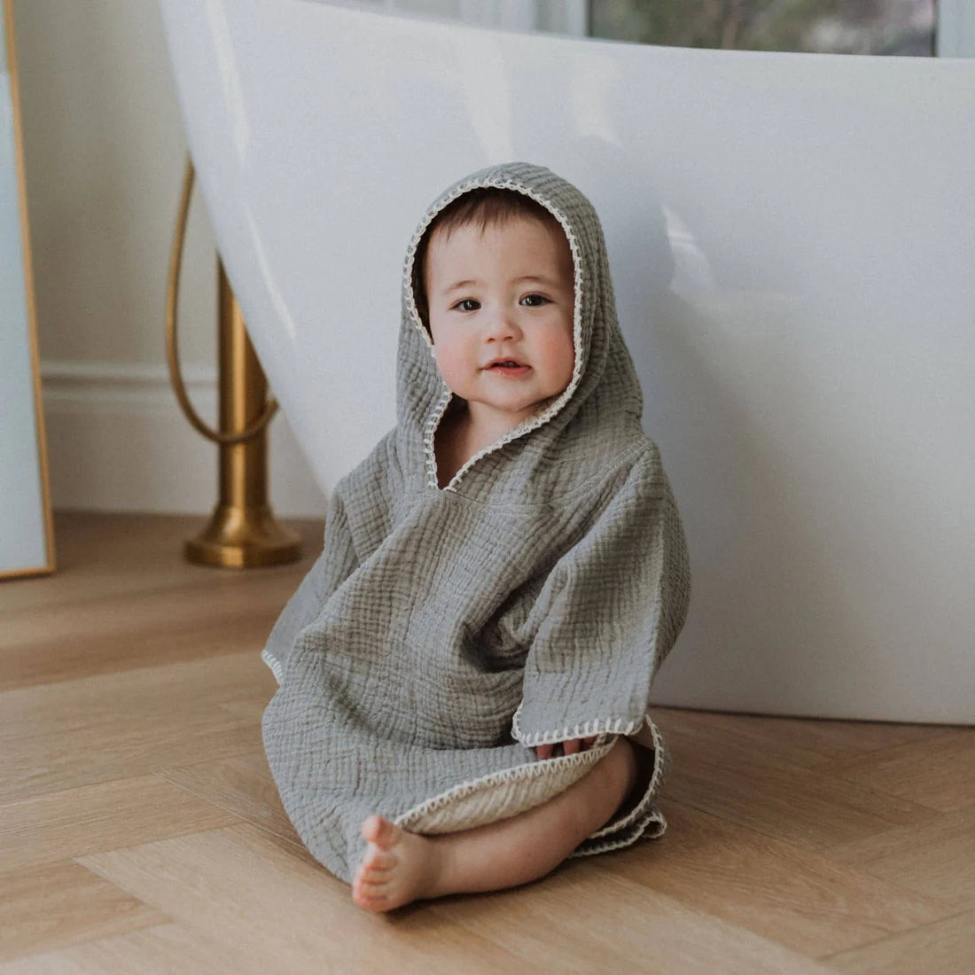 Crinkle Kids Poncho moss 3-7y