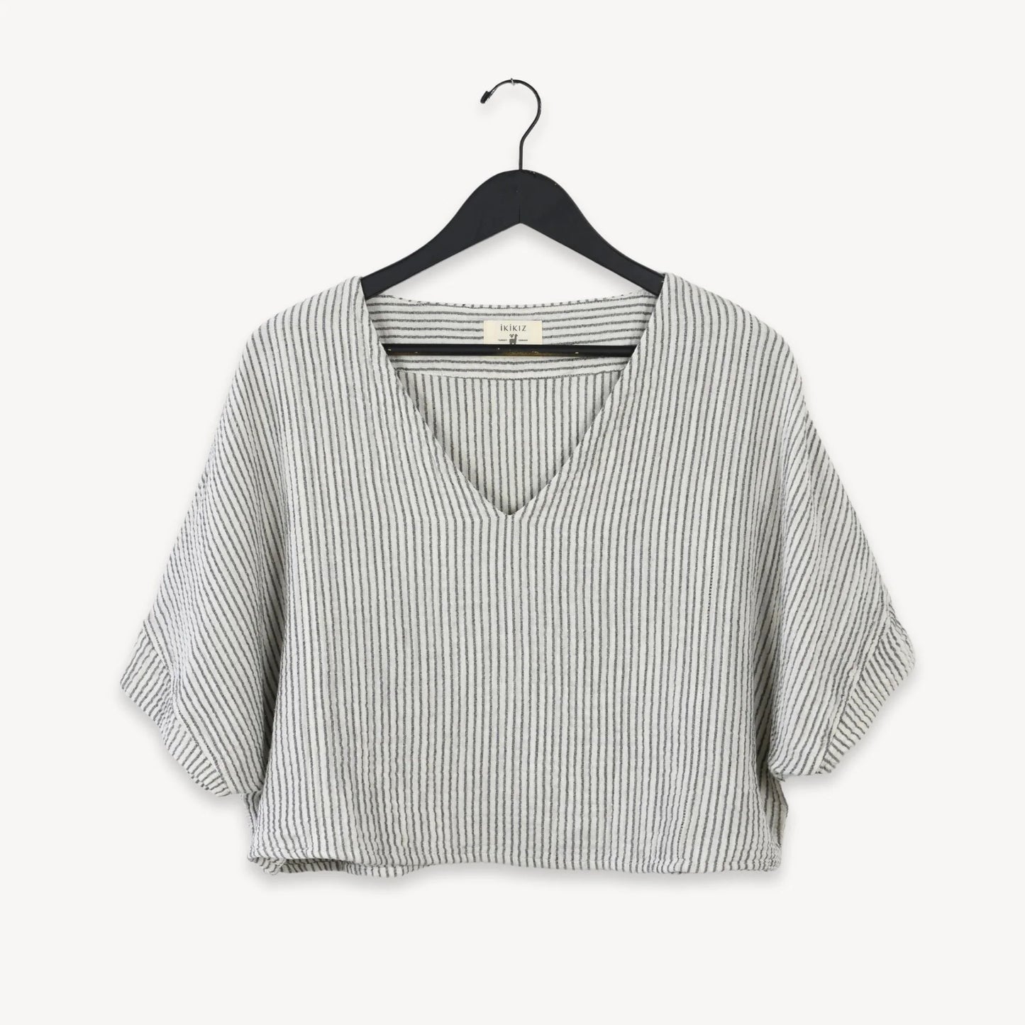 Crinkle crop top striped - one sized