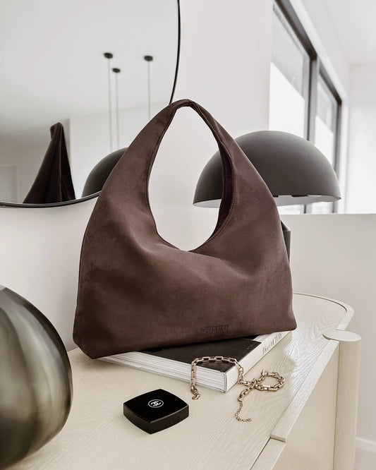 Monaco shoulder bag suede choc - Louenhide