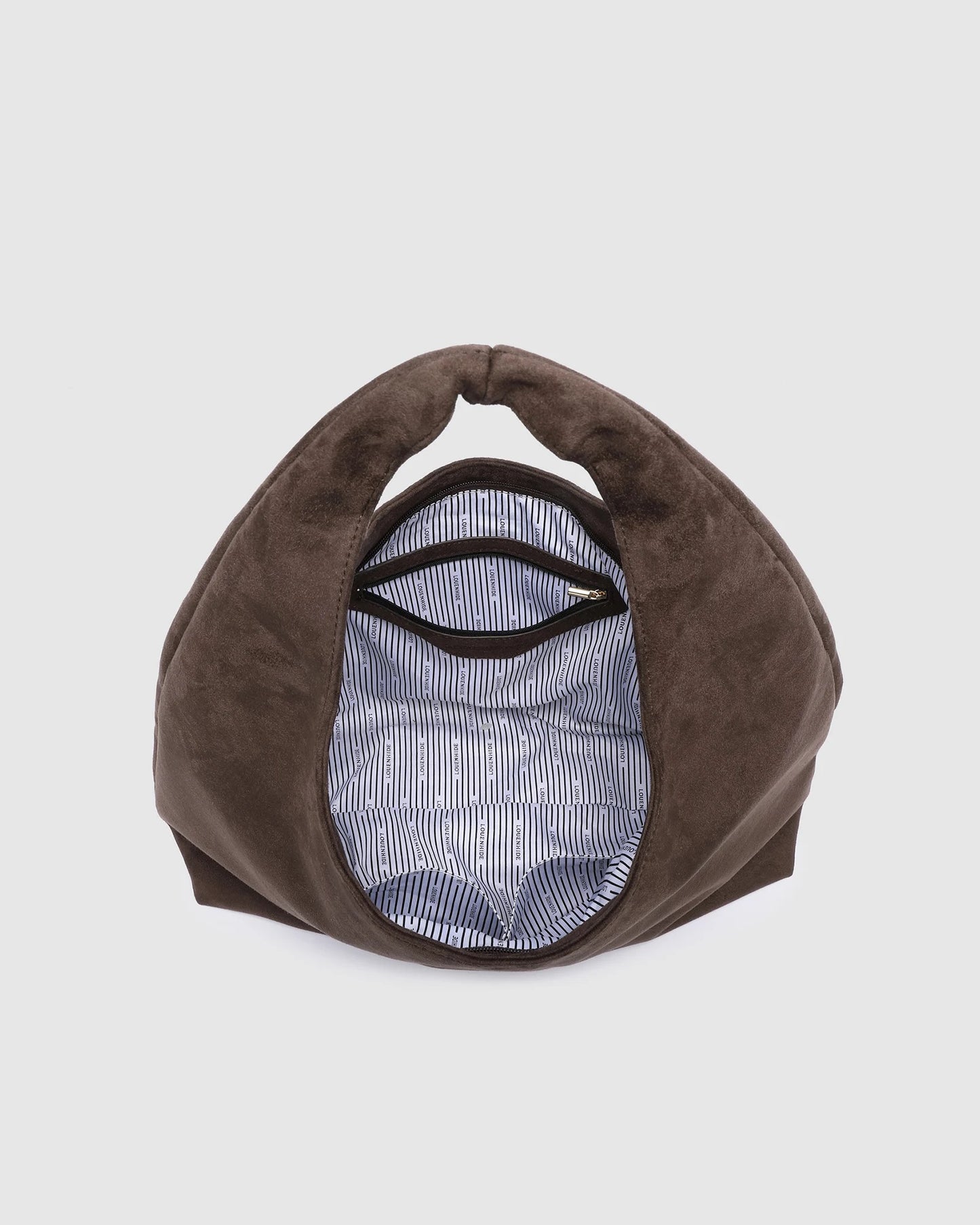 Monaco shoulder bag suede choc - Louenhide