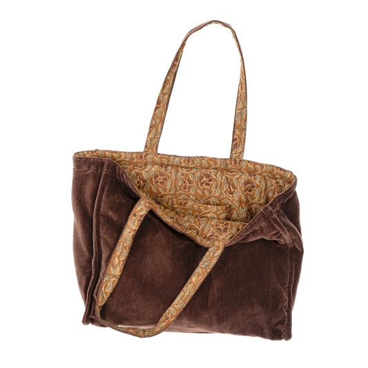 Block print velvet reversible tote sangria - Indaba