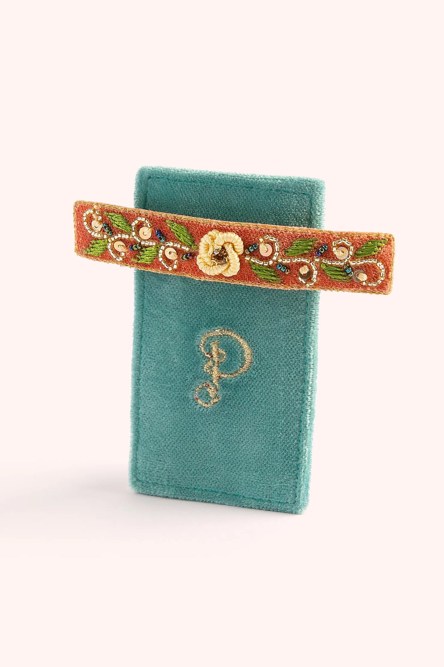 Tangerine floral single hair barrette - Powder