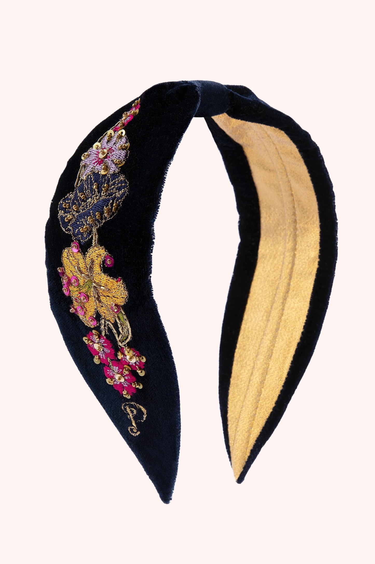 Midnight posy velvet headband - Powder