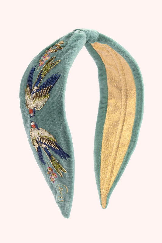Swooping swallows velvet headband - Powder