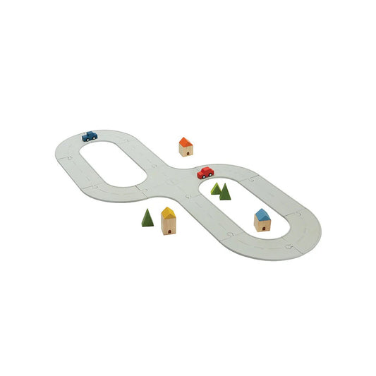 Rubber road & rail set medium - Plan toys